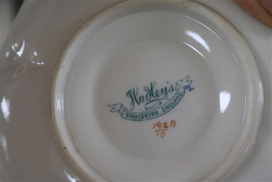 A Hadleys Worcester part tea for two and a pair of Derby style vessels